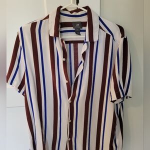 H&M Men's Summer Striped Shirt - Red, Blue, White